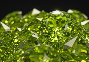 Elegant chrysoberyl crystal background with radiant yellow-green gemstones and sharp transparent facets