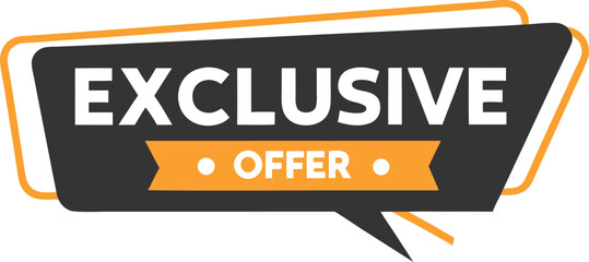 Fototapeta premium Vector art of exclusive offer badge with white text on and orange accents