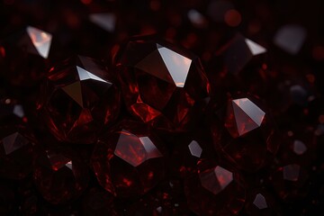 Luxurious ruby crystal background, deep red gemstones with glowing facets, shimmering light reflections