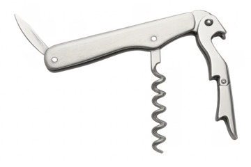 Multi tool Pocket Knife with Corkscrew and Bottle Opener on Transparent Background