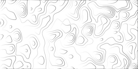 Abstract topographic contour map lines pattern in black and white gradient, representing elevation changes and terrain forms, ideal for science and geography backgrounds