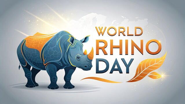 World Rhino Day, Futuristic conservation poster style showing sleek vector rhino illustration. - Powered by Adobe