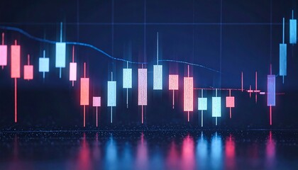 Financial data, glowing charts