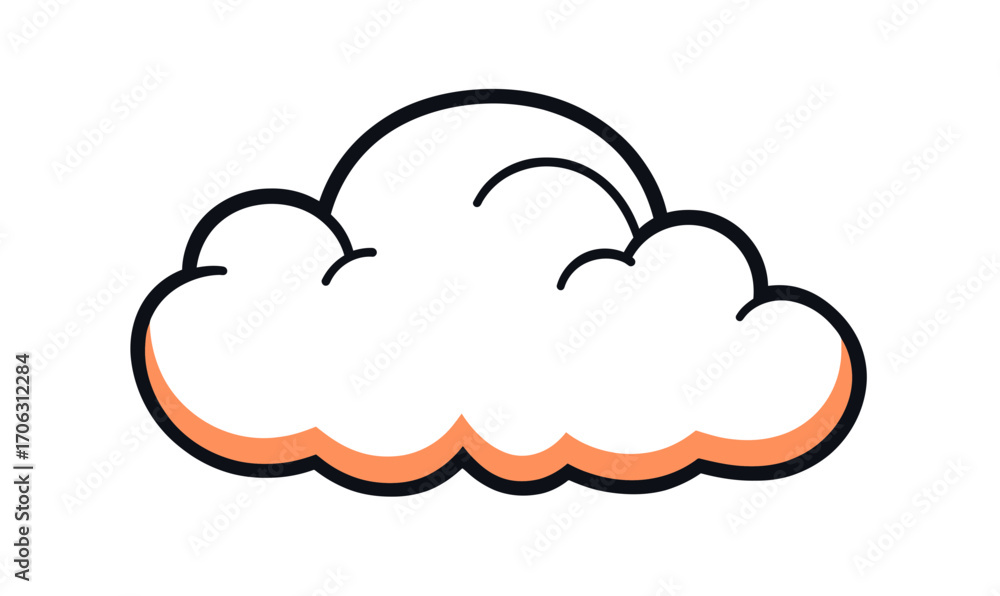 Poster minimalist flat style simple outline cloud icon with orange shading isolated on white background vec