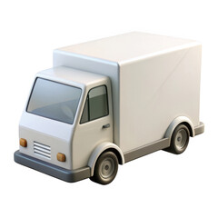 3d white cargo van with box body for logistics and delivery services transparent background