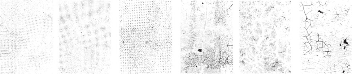 Grunge textures set. Collection of vector overlay, distress, textures .Simply Place texture over any Object to Create grunge,splattered ,dirty effect .
