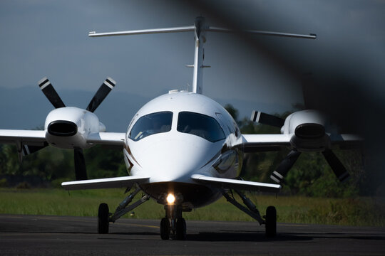 High-Performance Turboprop Aircraft on Taxiway