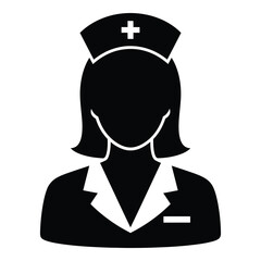 Iconic nurse silhouette with cap and lab coat symbolizing healthcare and medical professionalism silhouette