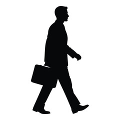 Silhouette of businessman walking with briefcase professional confident career journey silhouette