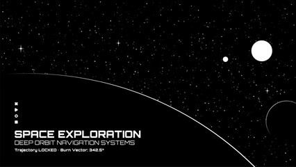Minimalist space vector background with stars and planets, representing deep orbit navigation systems and cosmic exploration. © hiten666