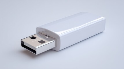 Ultra quality image of white USB Flash Drive on a Clean Background.