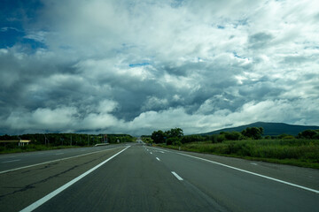 Scenic view of an open road surrounded by nature in Vladivostok, Russia
