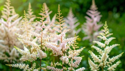 Delicate pink flowers in a garden setting