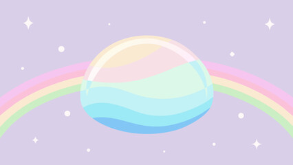 Fototapeta premium A vibrant illustration of pink and purple bubbles floats in the bright blue sky