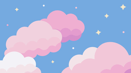 pink background with clouds