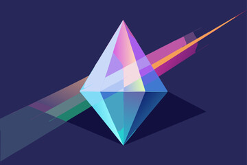 Colorful vector geometric pattern with triangular shapes and abstract green crystal elements