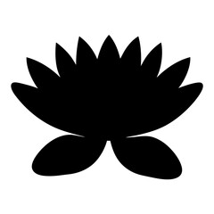Fototapeta premium Silhouette of lotus flower-Black silhouette of a lotus flower with petals spread open, symbolizing purity, spirituality, peace, and natural beauty.