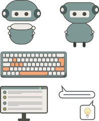 AI Robots chat graphics flat design illustration - Innovation, corporate, technology 