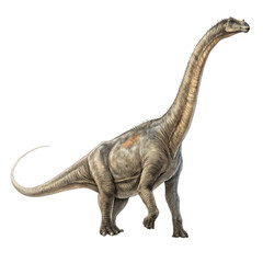 3d realistic brontosaurus dinosaur side profile illustration for educational content transparent background
