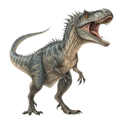 Obraz premium 3d realistic tyrannosaurus rex dinosaur roaring fiercely transparent background