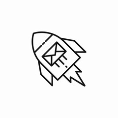 rocket with envelope icon sign vector