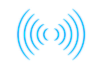Transparent neon glowing blue sound waves radio waves signal emission frequency transmit energy wave wifi wireless broadcast network design