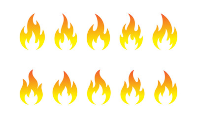 Set of Fire Flame Icons – Gradient Burning Flame Vector Collection
