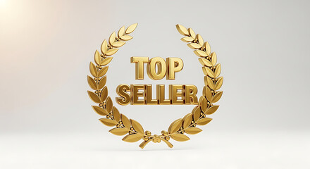 Top seller golden laurel wreath best product award achievement success marketing sales business symbol