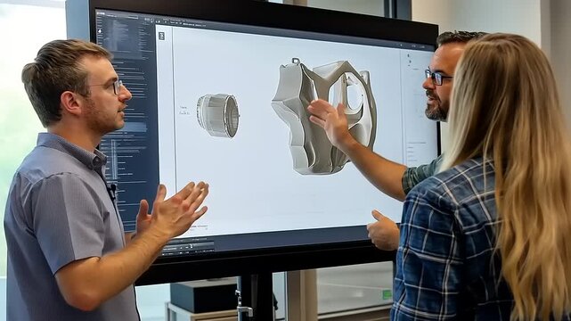 Team collaborating on innovative design concepts in a modern workspace with technology and creativity