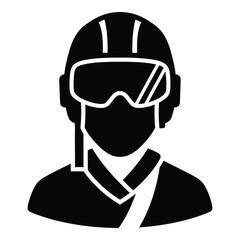 Iconic representation of a person wearing safety goggles and a hard hat silhouette