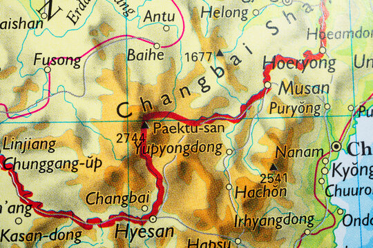 Mountainous area map with Paektu and Changbai.