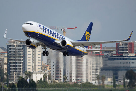 Tel Aviv, Israel &ndash; 02.22.2020: Ryanair Boeing 737-800 9H-QAH takeoff from Ben Gurion Airport