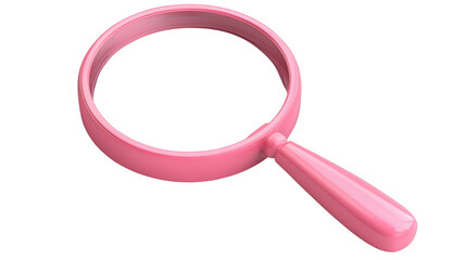 pink magnifying glass isolated on white background