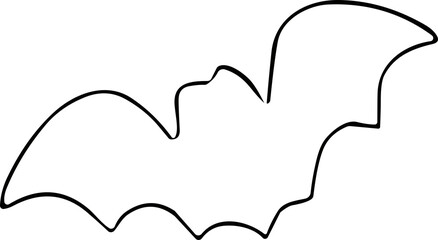 a simple black silhouette of a bat with outstretched wings, commonly used in Halloween and spooky-themed designs.