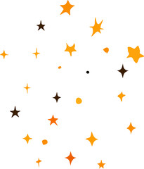 a scattered collection of glowing orange and yellow stars of various shapes and sizes, creating a whimsical and festive night-sky effect.