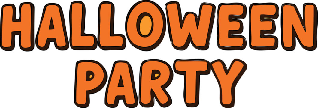 displays bold orange text with a black outline reading "HALLOWEEN PARTY," styled in a playful, spooky font perfect for festive decorations.