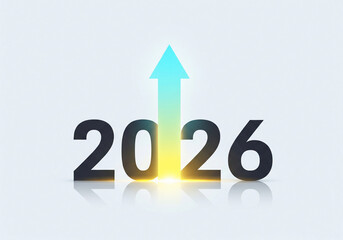 New Year 2026 forecast with bright upward arrow symbolizing growth and positive future.