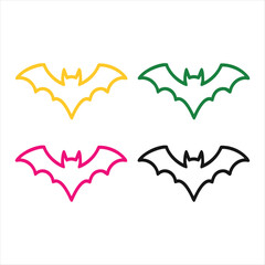 Colorful Bat Vector Icons Set – Flying Bat Outline Design
