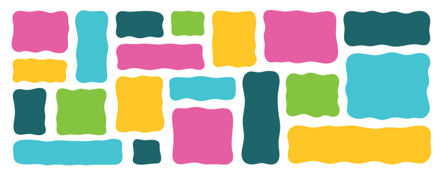 Hand drawn organic frame, wavy text box and irregular shapes doodle. Abstract geometric doodle border. Empty fluid form. Vector illustration isolated on white background.