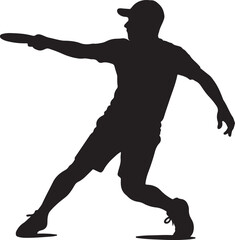 Obraz premium Disc Golfer Silhouette Forehand Throw Athletic Action Pose Vector Illustration for Sports and Fitness