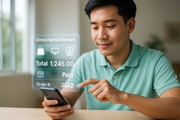 Man using smartphone for online shopping transaction, representing modern retail and digital consumerism