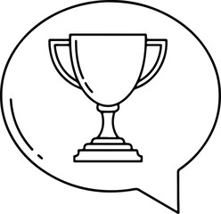 Illustrator Vector trophy cup in speech bubble line art silhouette