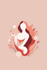Beautiful Woman Silhouette with Flowers – Feminine Beauty and Nature Abstract Vector Illustration