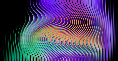 Abstract wavy lines with vibrant purple, green, and orange colors