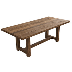 Rustic Wooden Dining Table isolated on transparent background Generative Ai.
