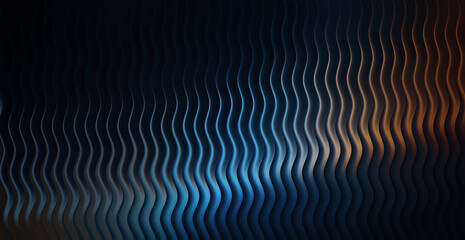 Abstract dark background with blue and orange wavy lines