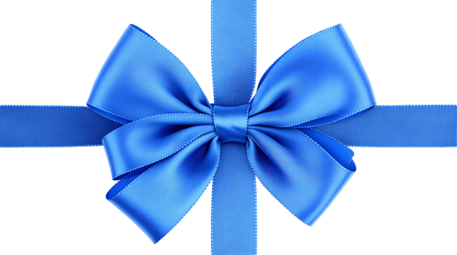 Beautifully tied royal blue satin ribbon bow, perfect for gift wrapping, decoration, and creating elegant presentations for any occasion