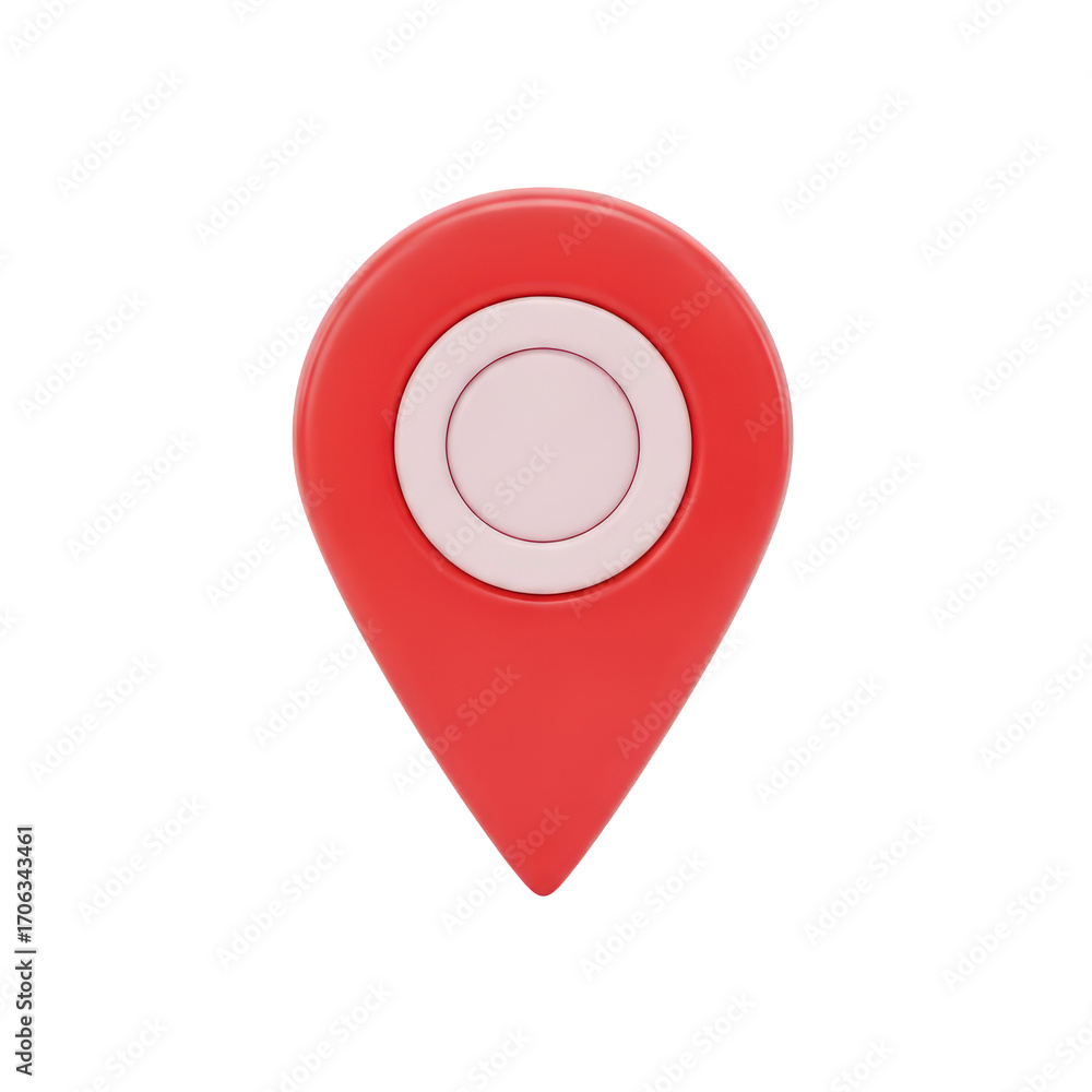 Fototapete red location pointer icon 3d render for maps and navigation applications, ideal for ui ux design, gp