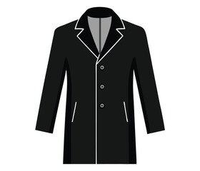 Classic black formal overcoat with white trim for men s fashion and outerwear