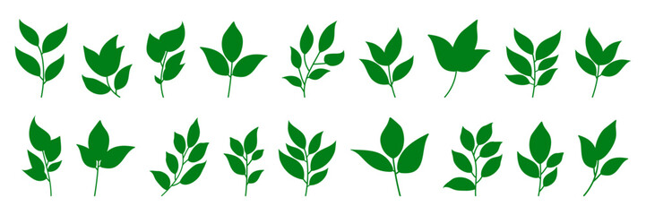 Leaf icons set ecology nature element